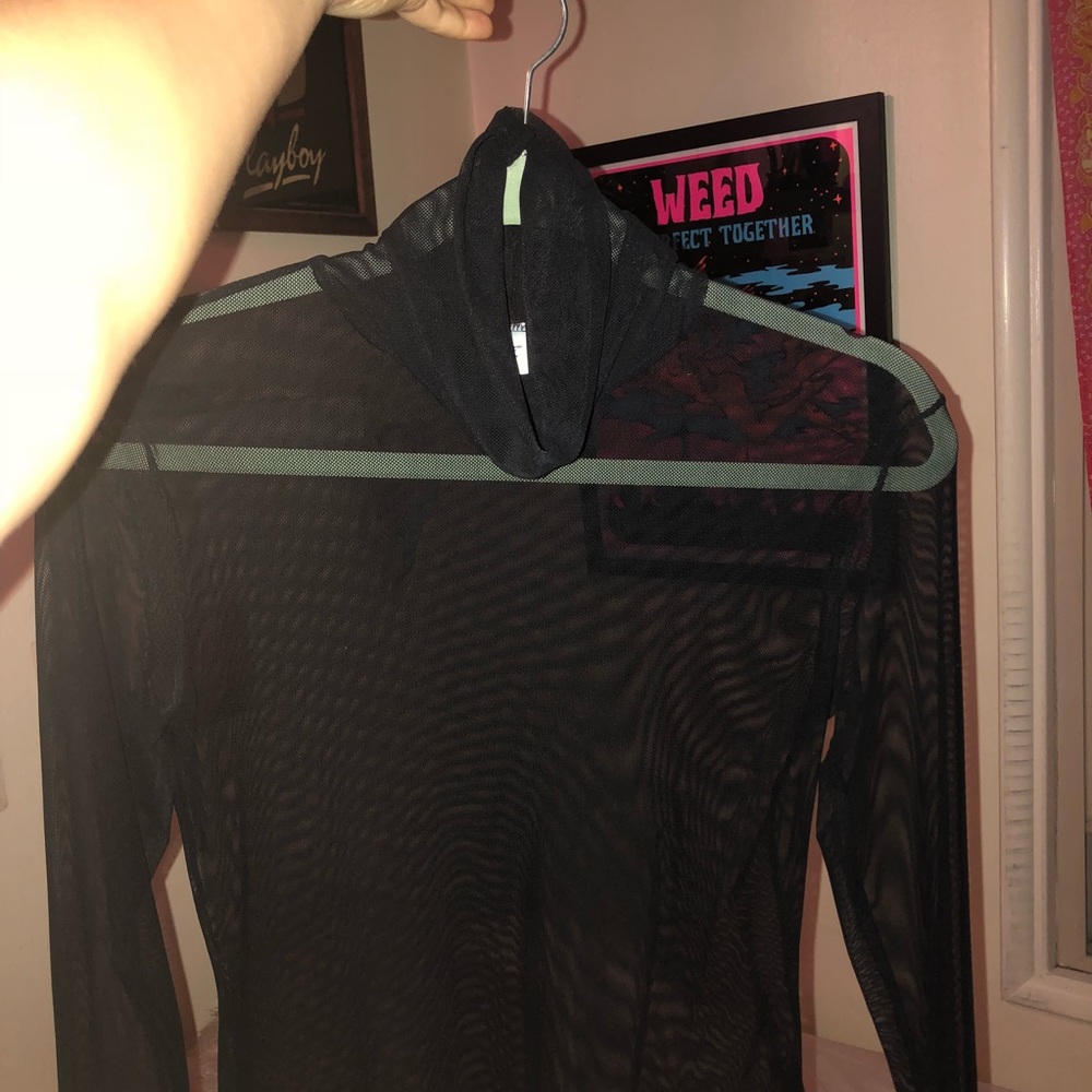 Mesh turtle neck leotard